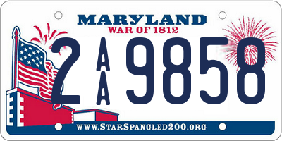 MD license plate 2AA9858