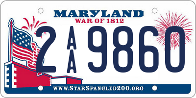 MD license plate 2AA9860