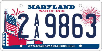 MD license plate 2AA9863