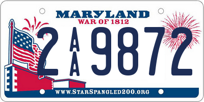 MD license plate 2AA9872