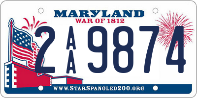 MD license plate 2AA9874