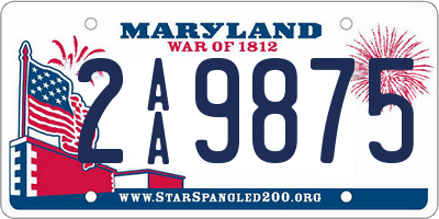 MD license plate 2AA9875