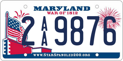 MD license plate 2AA9876