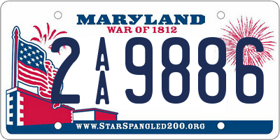 MD license plate 2AA9886