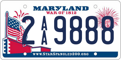 MD license plate 2AA9888