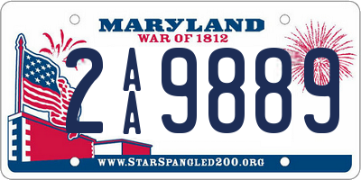 MD license plate 2AA9889