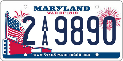 MD license plate 2AA9890