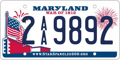 MD license plate 2AA9892