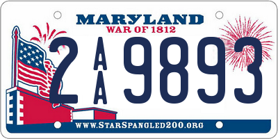 MD license plate 2AA9893