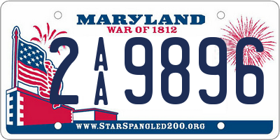 MD license plate 2AA9896