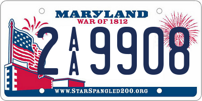 MD license plate 2AA9908