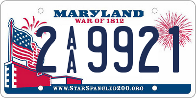 MD license plate 2AA9921