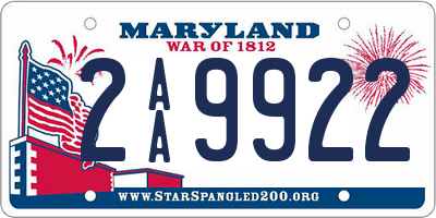 MD license plate 2AA9922