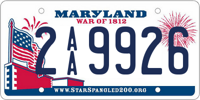 MD license plate 2AA9926