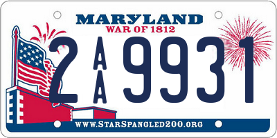 MD license plate 2AA9931