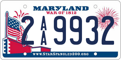 MD license plate 2AA9932