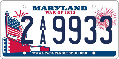 MD license plate 2AA9933