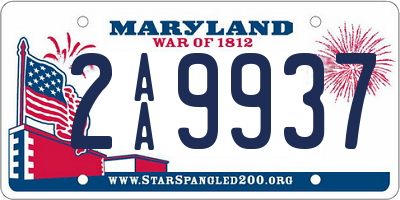 MD license plate 2AA9937