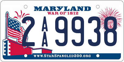 MD license plate 2AA9938