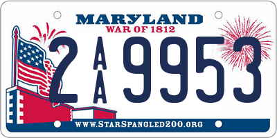 MD license plate 2AA9953