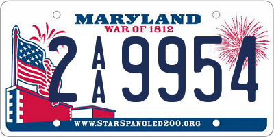 MD license plate 2AA9954