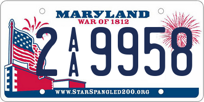 MD license plate 2AA9958