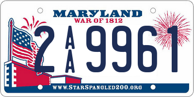 MD license plate 2AA9961