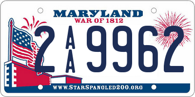 MD license plate 2AA9962