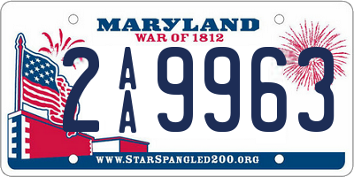 MD license plate 2AA9963