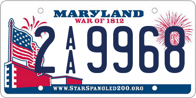 MD license plate 2AA9968