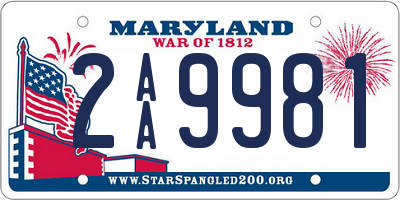 MD license plate 2AA9981