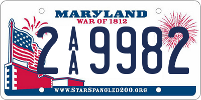 MD license plate 2AA9982