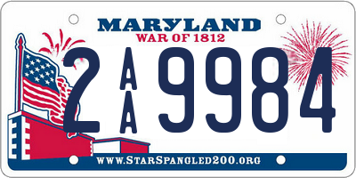 MD license plate 2AA9984