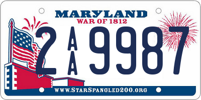 MD license plate 2AA9987