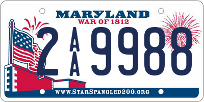 MD license plate 2AA9988