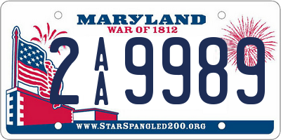 MD license plate 2AA9989