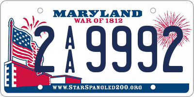 MD license plate 2AA9992