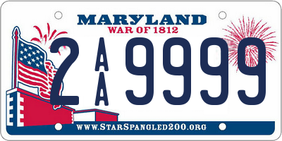 MD license plate 2AA9999