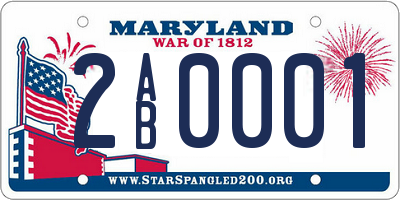 MD license plate 2AB0001