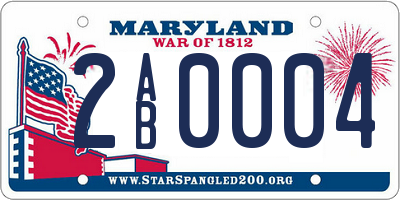 MD license plate 2AB0004