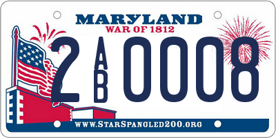 MD license plate 2AB0008