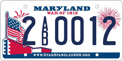 MD license plate 2AB0012
