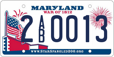 MD license plate 2AB0013