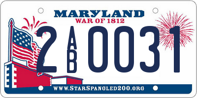 MD license plate 2AB0031