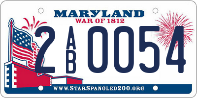 MD license plate 2AB0054