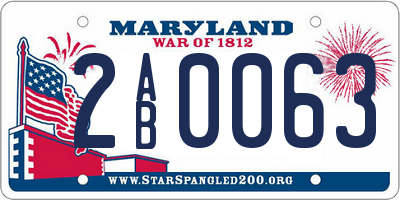 MD license plate 2AB0063