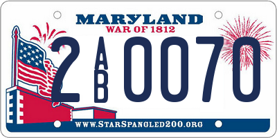 MD license plate 2AB0070