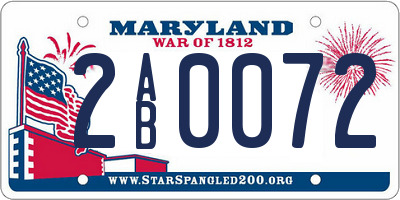 MD license plate 2AB0072