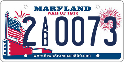 MD license plate 2AB0073