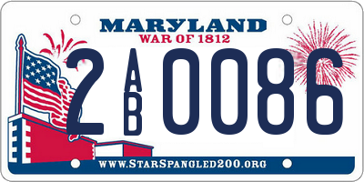 MD license plate 2AB0086